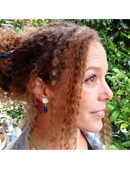 Boucle d'oreille clip Swarovski bleu