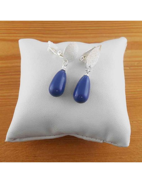 Boucle d'oreille clip Swarovski bleu