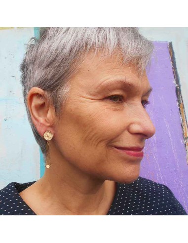 Boucles d'oreilles clips pendantes or 2