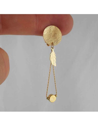 Boucles d'oreilles clips pendantes or 2