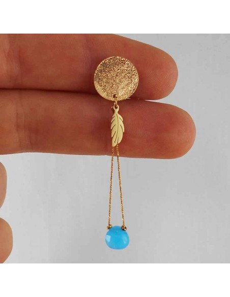 Boucle d'oreille clip pendante calcedoine