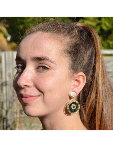 Boucles d'oreilles Thai noires