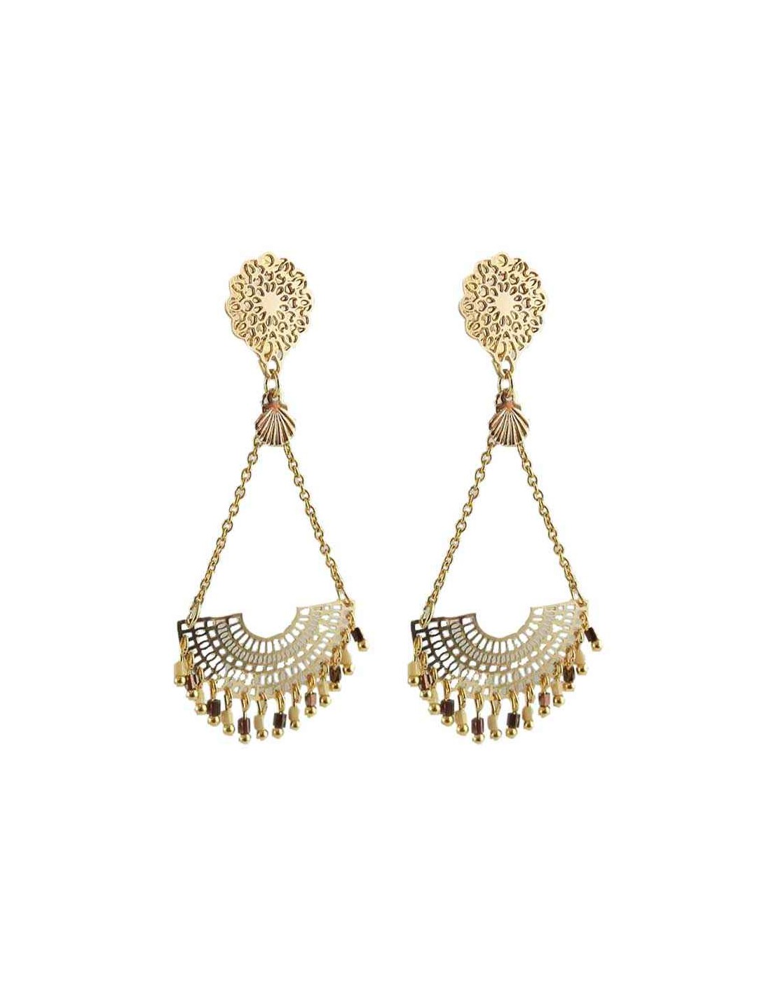 Boucles D'oreilles Pendantes Dorées à Chaînes - Élégance Moderne - Neuf Avec étiquettes