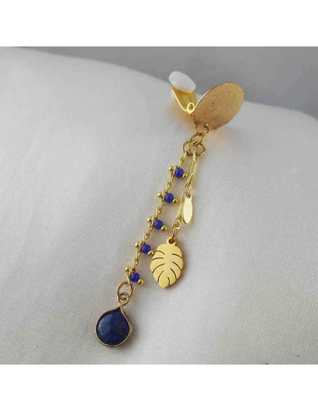 Boucle d'oreille clip Lapis Lazuli