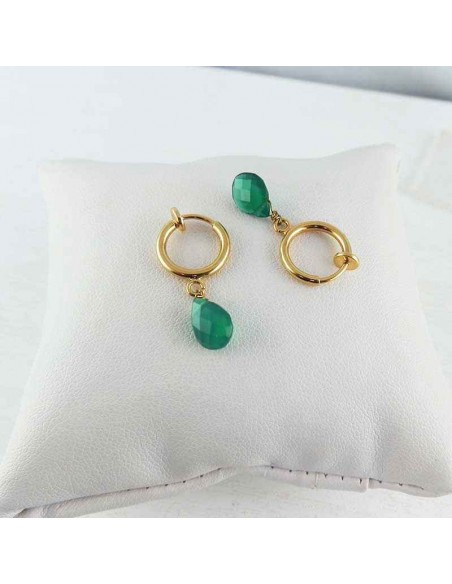 Boucles d'oreilles clips Onyx vert