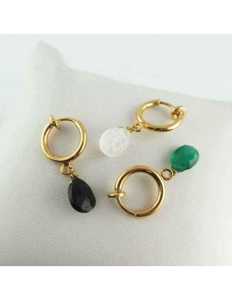 Boucles d'oreilles clips Onyx vert