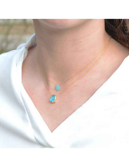 Pendentif plaqué or calcédoine