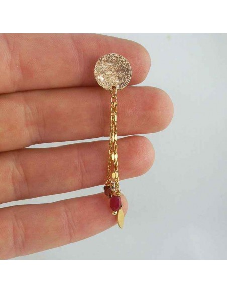 Boucle d'oreille clip rubis et grenat