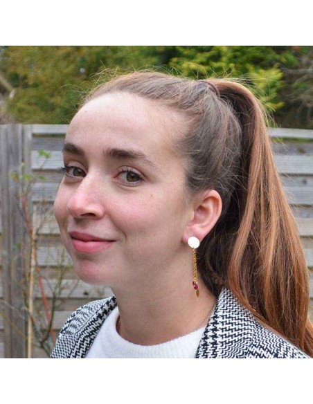 Boucle d'oreille clip rubis et grenat