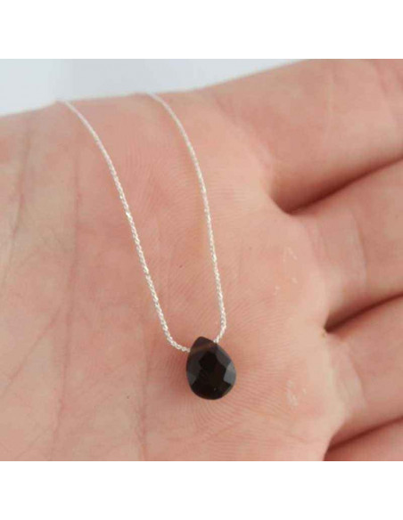 Collier argent onyx noir