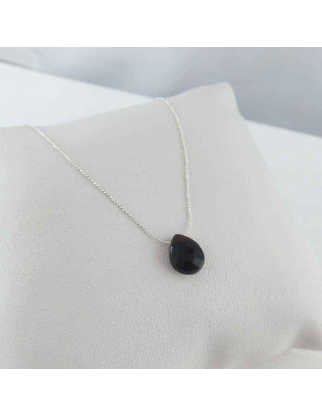 Collier argent onyx noir