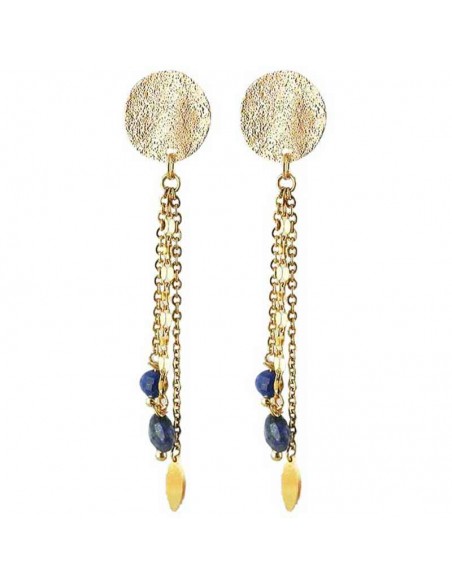 Boucles d'oreilles à clips Lapis Lazuli plaqué or