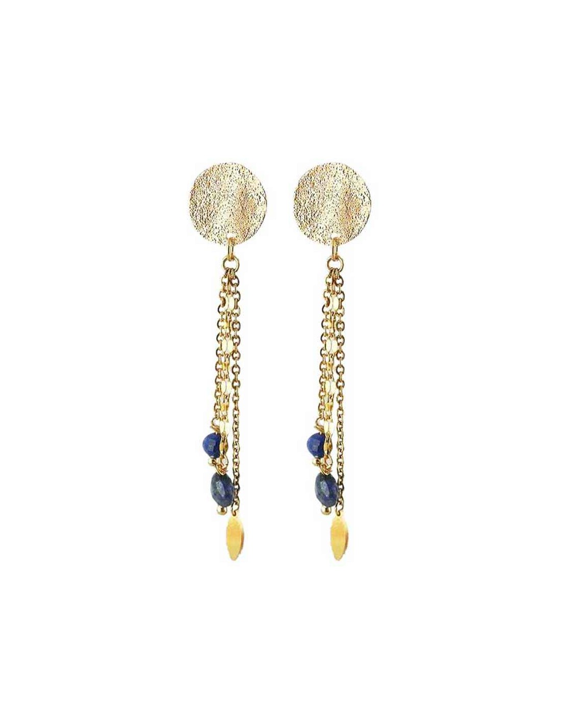 Boucles d'oreilles à clips Lapis Lazuli plaqué or