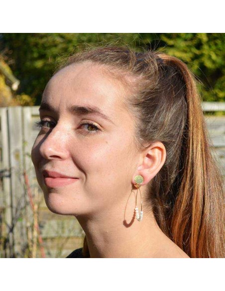 Boucles d'oreilles clips créole nacre