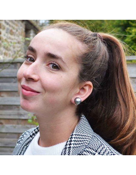 Boucles d'oreilles clips courtes grises