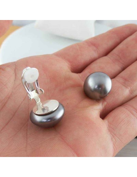 Boucles d'oreilles clips courtes grises