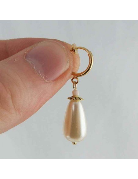Boucle d'oreille clip nacre goutte blanche