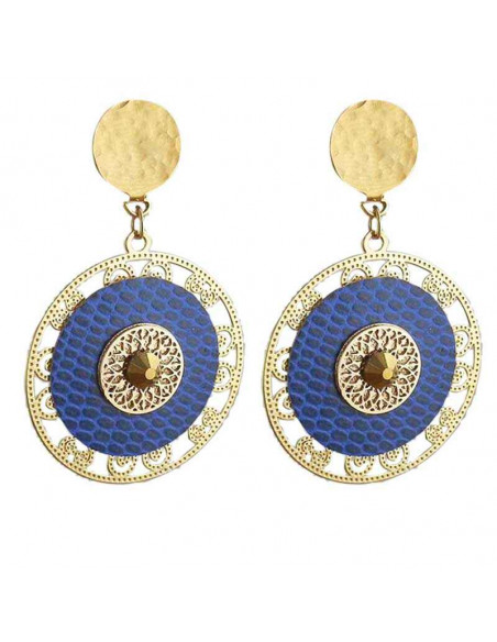 Boucle d'oreille clip Thai bleu