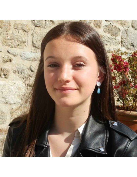 Boucle d'oreille clip Swarovski bleu ciel