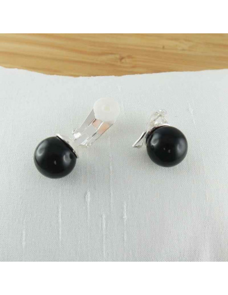 Boucles d'oreilles clips boule Swarovski