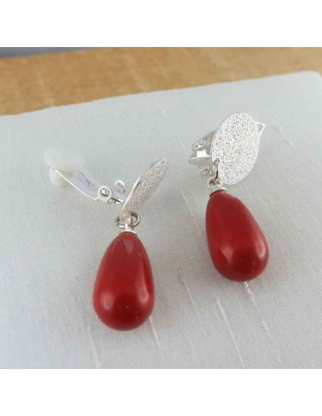Boucles d'oreilles clips Swarovski rouges