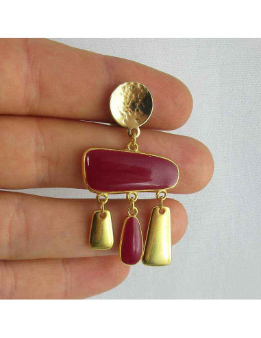 Boucles d'oreilles clips turquoises gold filled 24K