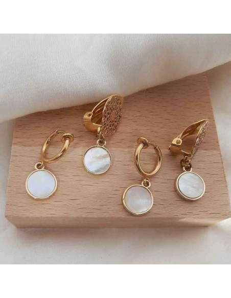 Boucles d'oreilles clips nacre