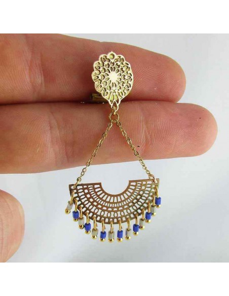 Boucles d'oreilles à clips Bérénice beige dorées