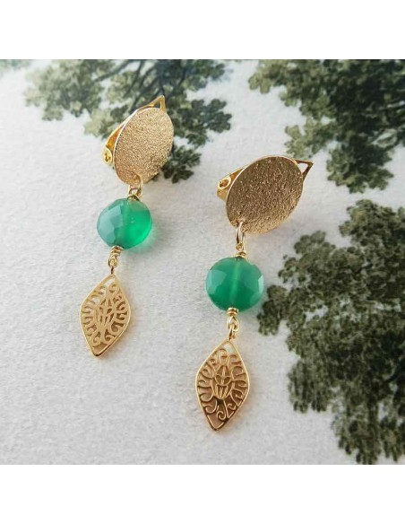 Boucle d'oreille clip emeraude