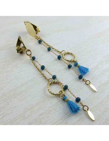 Boucle d'oreille clip ponpom St Tropez 