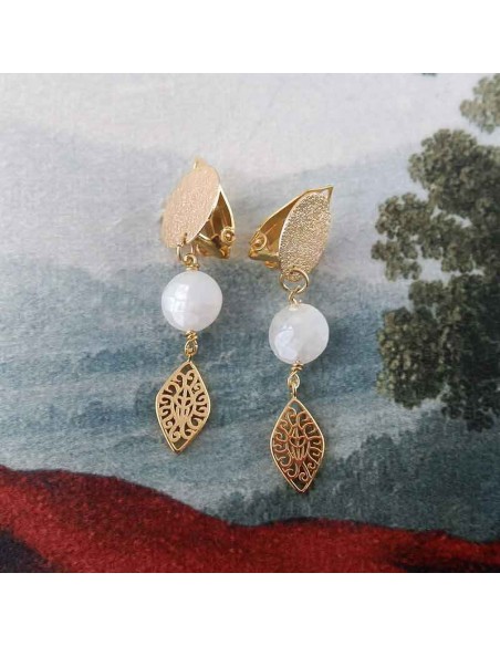 Boucle d'oreille clip emeraude