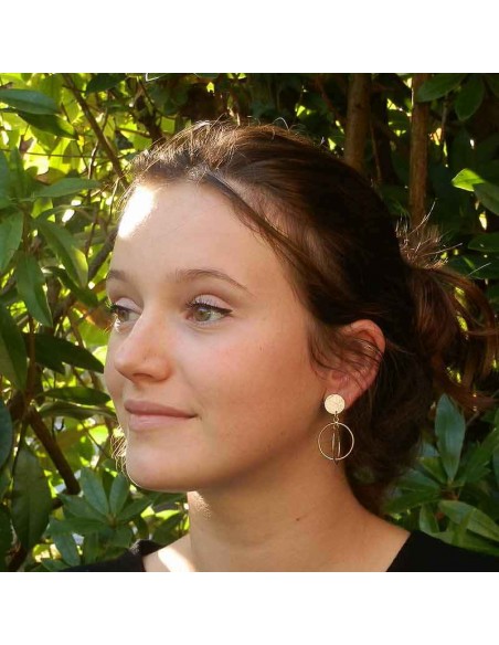 Boucle d'oreille clip plaqué or galaxy