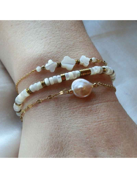 Bracelets nacre plaqué or