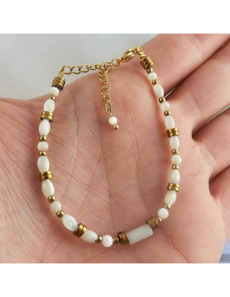 Bracelet nacre hématite