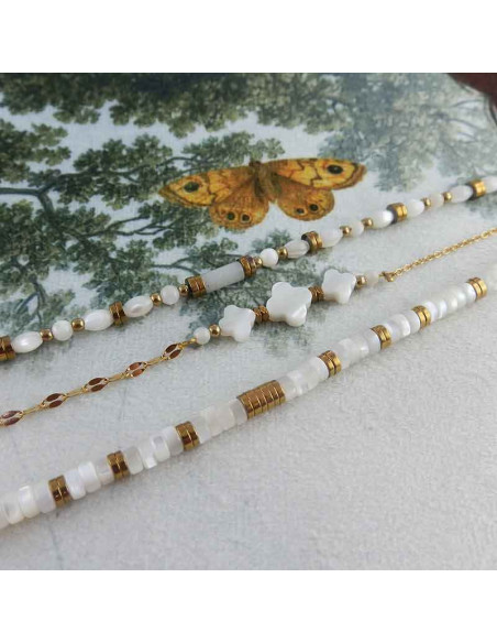 Bracelets nacre plaqué or