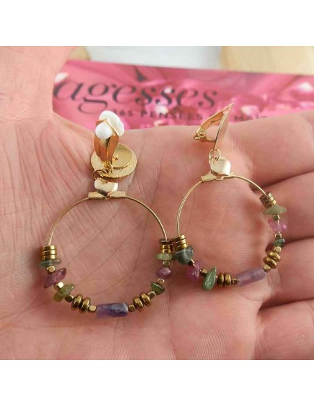 Boucles d'oreilles clips créoles Bombay