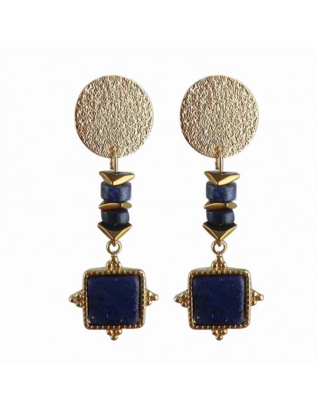Boucles d'oreilles clips lapis malachite