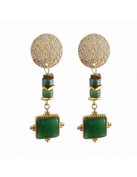 Boucles d'oreilles clips lapis malachite