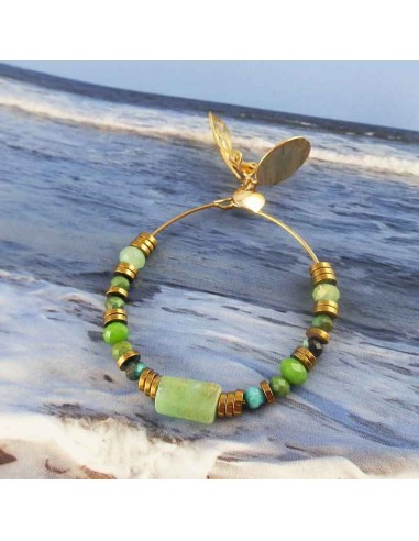 Boucles d'oreilles clips créoles malachite