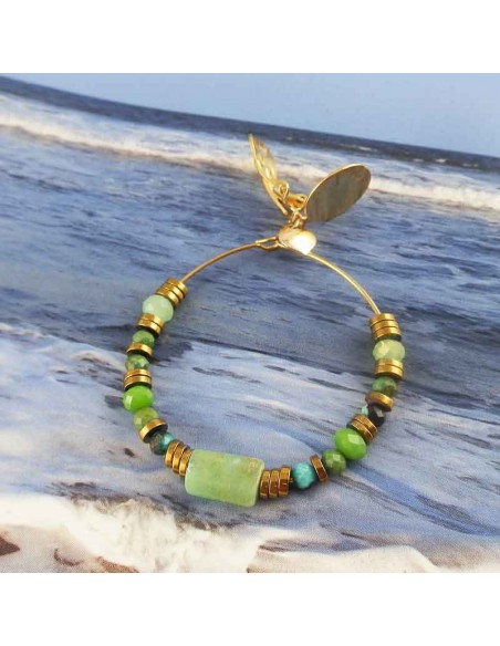 Boucles d'oreilles clips créoles malachite