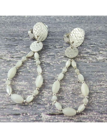Boucle d'oreille clip nacre argent 925