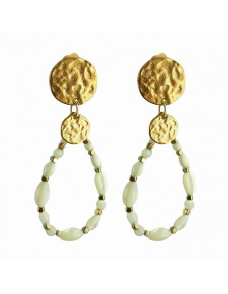 Boucles d'oreilles clips nacre martelé