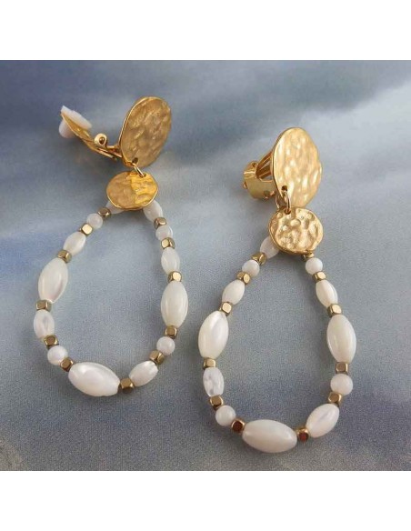 Boucles d'oreilles clips nacre martelé