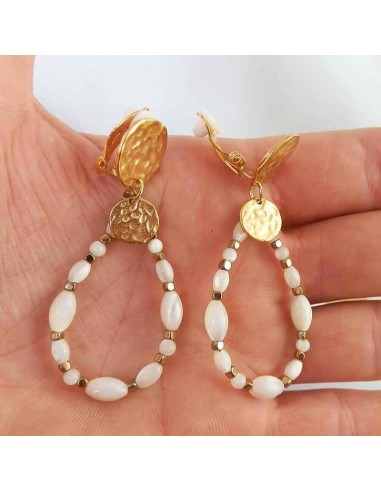 Boucles d'oreilles clips nacre martelé
