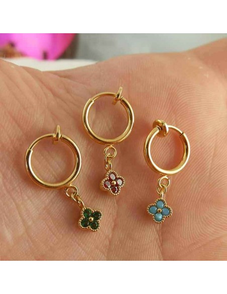 Boucles d'oreilles clips pierres serties