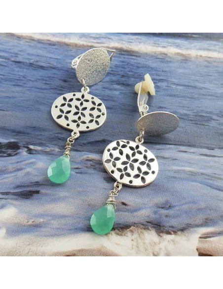 Boucles d'oreilles clips pierres fines