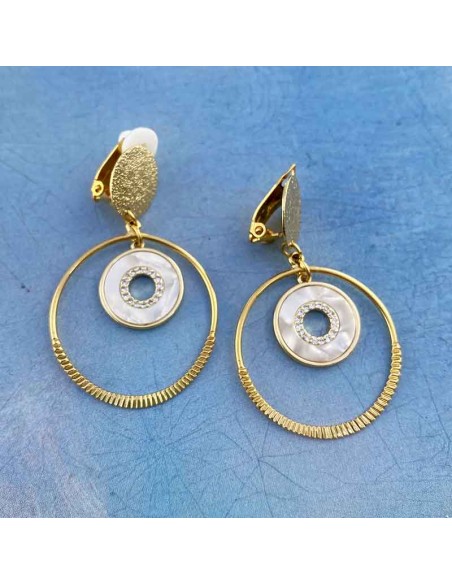 Boucles d'oreilles clips Nacre plaqué or