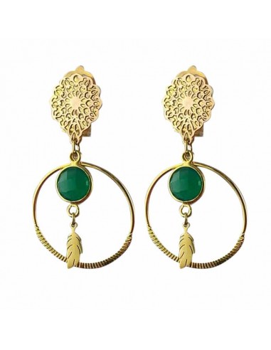 Boucles d'oreilles clips Flora Onyx vert