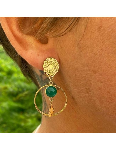 Boucles d'oreilles clips Flora Onyx vert 2