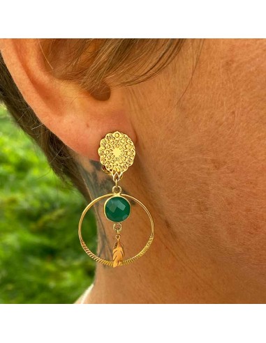 Boucles d'oreilles clips Flora Onyx vert